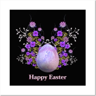 Happy easter, easter egg with flowers Posters and Art